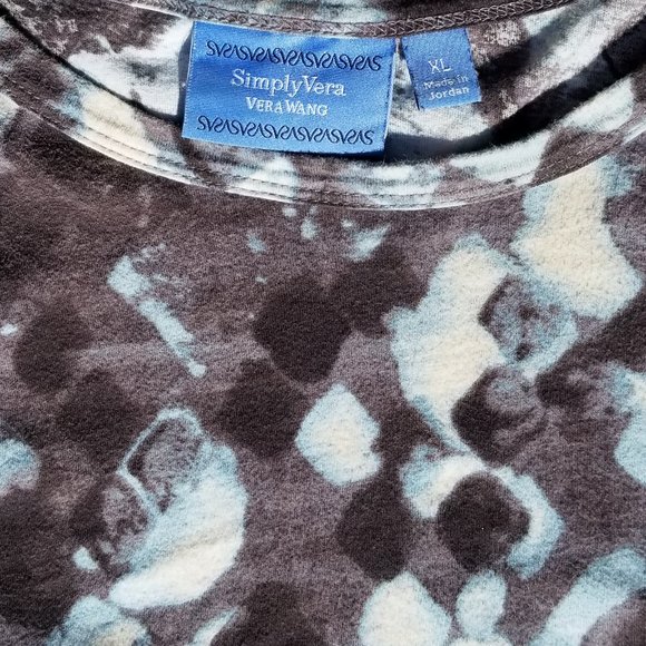 Simply Vera (Vera Wang) 100% Cotton Long Sleeve Floral Top (Size M) - Picture 2 of 4